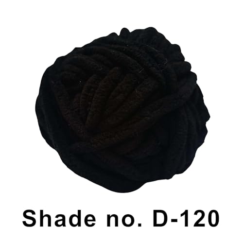 Image of VCR Black, 100 Grams Hank, 60 Meters Length, Premium Polyester Ball for Crochet and Knitting, Pack of 1 Yarn, Soft and Bulky Fur Suitable for DIY