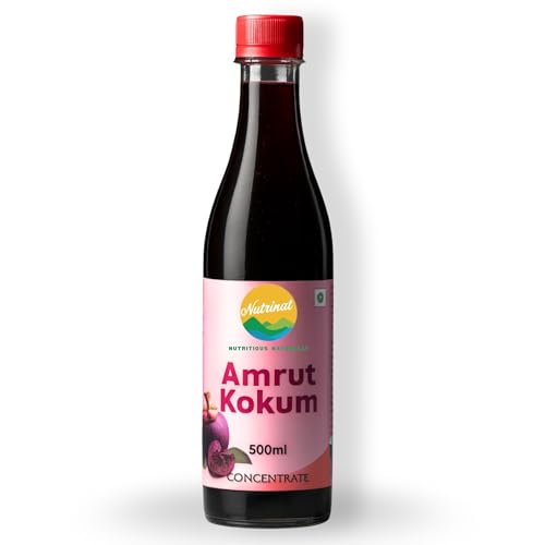 Image of Nutrinat Amrut Kokum - 500ml (Pack of 1) | Fruit Concentrate | Pure & Natural Kokam Sharbat with No Added Preservatives | Kokam Concentrate with Cumin Powder