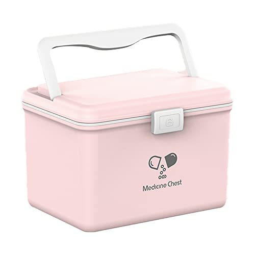 救急箱 薬箱 収納ボックス ツールボックス 大容量 おしゃれ シンプル 応急処置 可愛い ハンドル付き 手提げ 薬入れ 小物収納 多機能 持ち運び便利 医療用 医学箱 防災グッズ 裁縫箱 車載 家庭用 (ピンク(L))