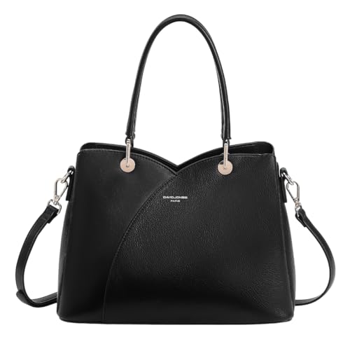 David Jones - Sac à Main Femme - Cabas Fourre-Tout Cuir PU Porté Epaule Bandoulière - 3 Compartiments Plusieurs Poches - Tote Ville Travail Elégant...