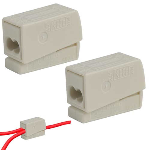 2 Pièces Bornes 224-112 pour Luminaires, Connecteurs Électriques 3 Entrées, Compatible avec Fils de 0,5 à 2,5 mm², Tension 300V, Courant 20A,pour Installations Domestiques et Industrielles