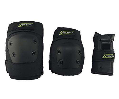 Allnice 3 in 1 Knee Elbow Pads Wrist Guards Thicken Skateboard Cycling Roller Skating Outdoor Sports Elbow Knee Wrist Protective Gear Pads Safety Gear Pad for Adult & Child Kid use (L)