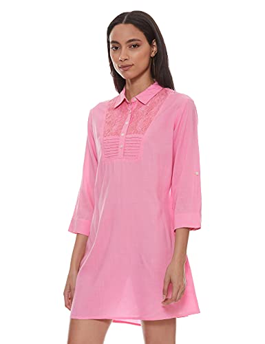 Image of EASYBUY Women's Rayon A-Line Below The Knee Casual Dress (SU21SR12LW Pink S)