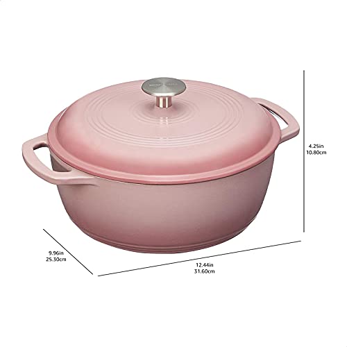 Amazon Basics Enameled Cast Iron Covered Dutch Oven, 4.3-Quart, Light Pink #TOP3