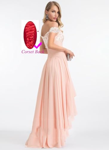 Off Shoulder Lace Chiffon Bridesmaid Dress High Low Mother of The Bride Dresses for Women A Line Formal Gown4