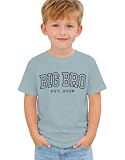 SANIXJOO Big Brother T-Shirts Toddler Big Bro Est. 2026 Embroidery Graphic Tee Tops Baby Boys Announcement Crewneck Clothes(Blue Sage,3-4T)