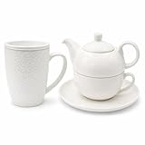 LEONARDO LUXURY HOME DESIGN Kit 2 Pezzi Porcellana Bianca Tazza Teiera Egoist 400 ml Tisan...