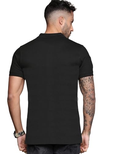 Image of LEOTUDE Men's Honeycomb Nylon Regular Fit Plain Polo T-Shirt