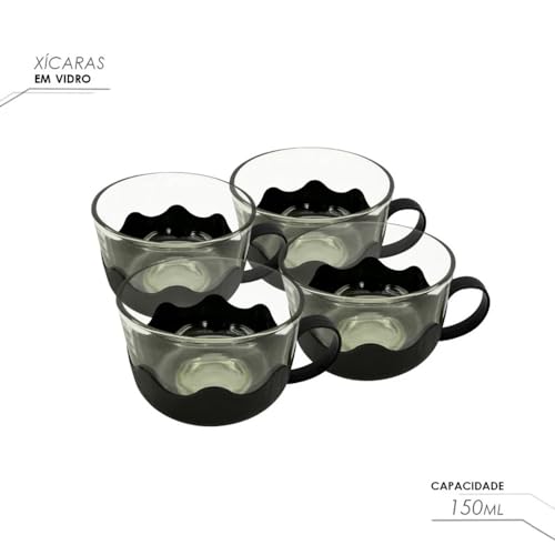 Conjunto Chaleira de Vidro 1L com Infusor + 4 Xícaras- Wincy