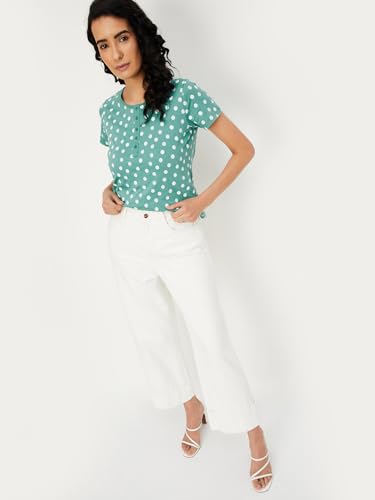 Image of Max Women Cotton Blend Solid Regular Fit T-Shirt