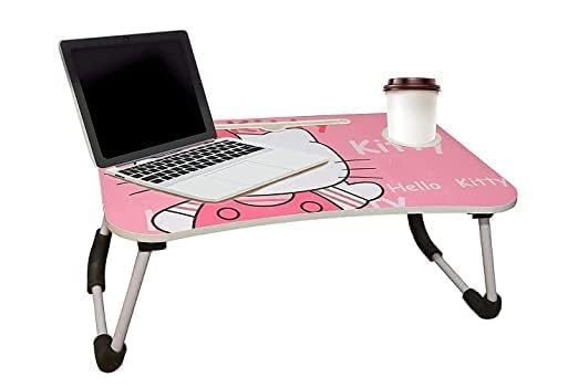 Image of Each Study Table /Bed Table /Foldable and Portable Wooden /Writing Desk for Office /Home /School (Hello Kitty)