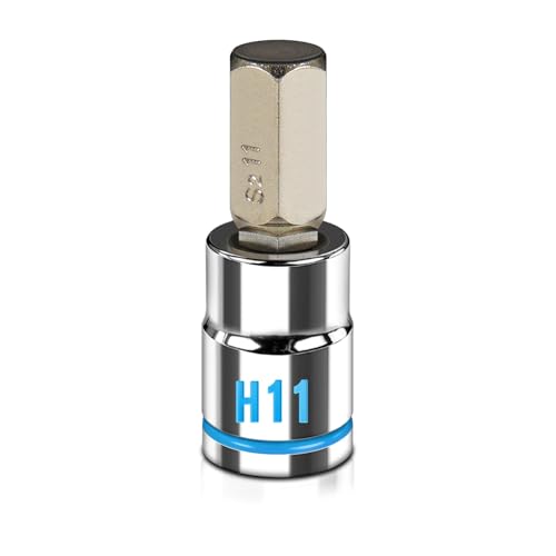 Zhax 3/8 Inch Drive 11 mm Hex Bit Socket H11 Allen Key Socket Metric Nickel Plated S2 and Cr-V Steel for Daily Repair