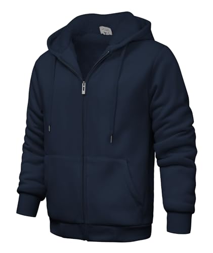 Image of V VALANCH Men Hoodies Zip Up Sherpa Lined Sweatshirts Heavyweight Thick Warm Fleece Winter Jacket