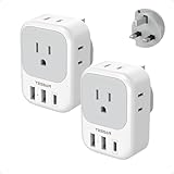 UK Adapters for Travel 2 Pack, TESSAN Type G US to UK Plug Adapter with 4 Outlets 3 USB Charger(1 USB C PD 20W), Power Adaptor for USA to Ireland Scotland Dubai Hong Kong England British Kenya London