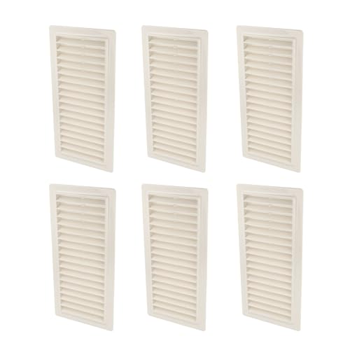 Amig - Pack de 6 Rejillas Rectangulares de Plástico con Mosquitera - Rejillas de ventilación para salida de aire - Ideal para techo de cocina y baño - Medidas: 200 x 120 mm - Color: Blanco