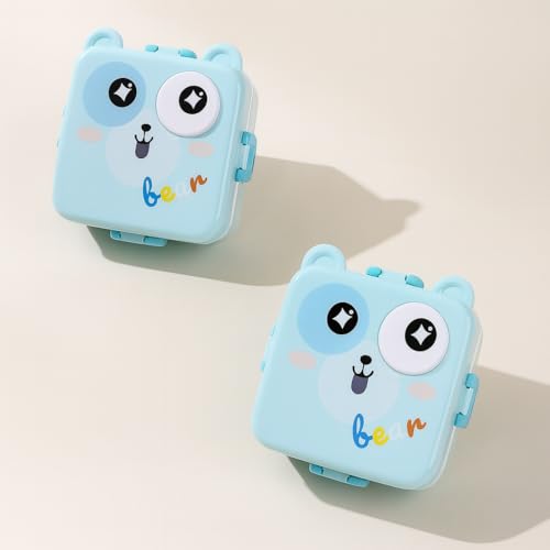 Image of YELONA 2-Layer Cartoon Shape Kids Lunch Box | Stainless Steel Inner, 3 Compartments | Airtight Leak-Proof BPA-Free Meal Box | 1120 ML + 70 ML Sauce Cup | School, Picnic Tiffin for Girls & Boys
