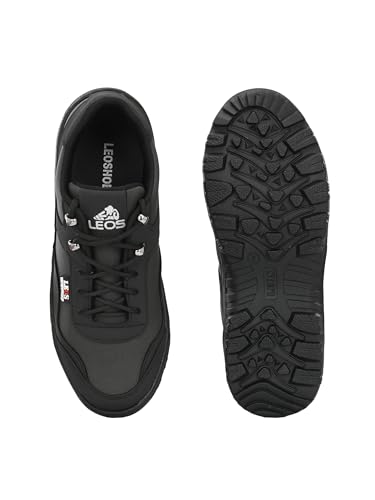 Image of Leo Men's Black Light Weight Casual Waterproof Shoes for Trekking, Hiking & Other Outdoor Activities