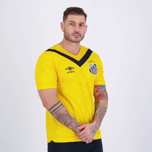 Umbro Camisa Masculina Santos Oficial nº 3 2024 (Torcedor S/N/), Amarelo/Preto, P
