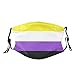 Non-Binary Pride Flag Face Mask Washable Reusable Adults Breathable with 2 Filters Black