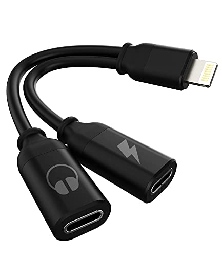 Headphone Adapter Double Compatible for Lightning to Audio Jack and Charger Earphone Charging Splitter Compatible with iPhone 11 12Mini pro xs xr x 7 8plus for ipad air Connector Converter