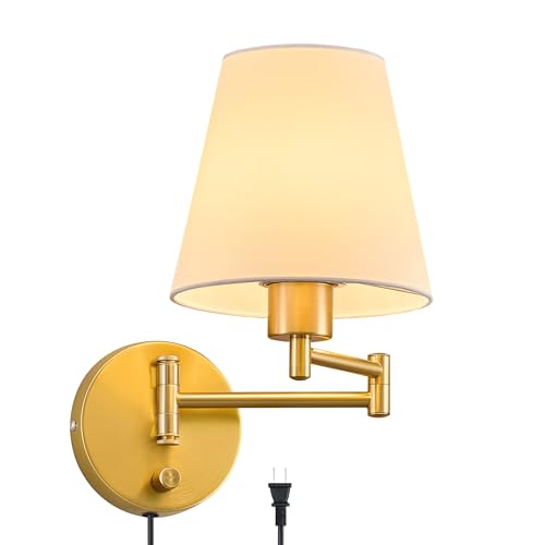 VONLUCE Swing Arm Wall Lamp, Plug in & Hardwired Wall Sconce, Adjustable Wall Mounted Lighting...