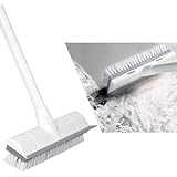 CLEANHOME デッキブラシ 掃除用ブラシ 2in1 水切りワイパー タイルブラシ 3段ポール 長さ調節可能 47cm-127cm ベランダ/玄関/床/庭園にも適用 掃除用品 風呂掃除 【耐久性MAX】 (ホワイト)