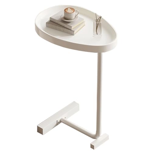 KWQBHW Table D'appoint en Forme de C Qui Se Glisse sous Les Tables de Canapé, Table de Bout de Canapé pour Salon, Chevet, Salle de Bain, Chambre à Coucher, Tables en C pour Petit Espace(Blanc)
