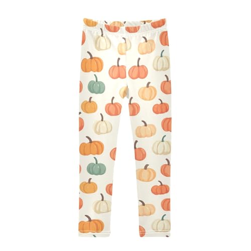 Pumpkin Thanksgiving Girls Casual Leggings for Kids Printed Long Pant Bottoms Stretch and Soft