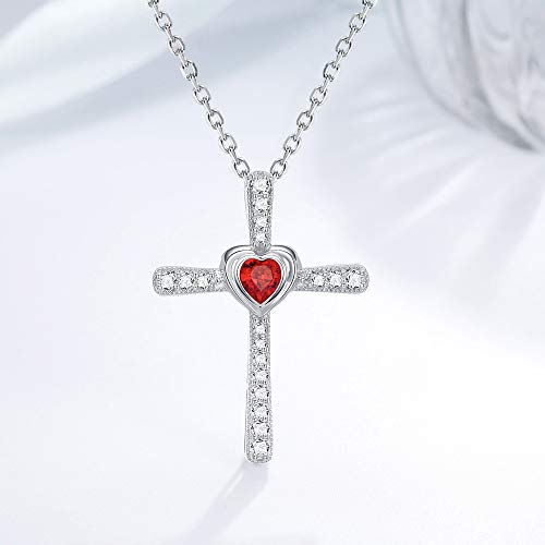 ELDA & CO. Christmas Birthday Gifts for Women Garnet Necklace for Mom Wife January Birthstone Jewelry Sterling Silver Love Heart Anniversary - Image 3