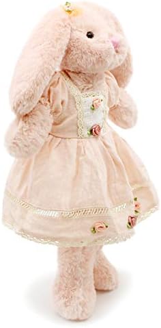 Oitscute Small Soft Stuffed Animal Bunny Rabbit Plush Toy For Baby Girls 15Inch (Pink Rabbit Wearing Pink Vintage Dress)