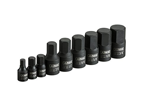 image for ARES 70496 - 9-Piece SAE Impact Hex Driver Socket Set - Chrome Moly St