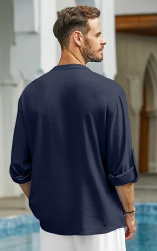 Image of Men's Solid Cotton Blend Regular Fit Mandarin /Chinese Collor Short Kurta for Men