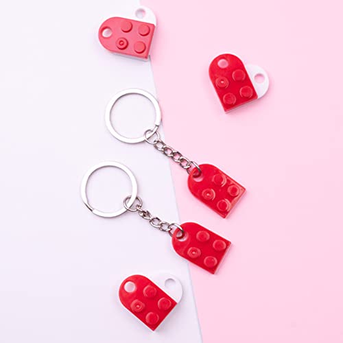 Image of Heart Keychains Matching Brick Keychain for Couples Keychain Heart Building Block Keychain for Boyfriend Girlfriend