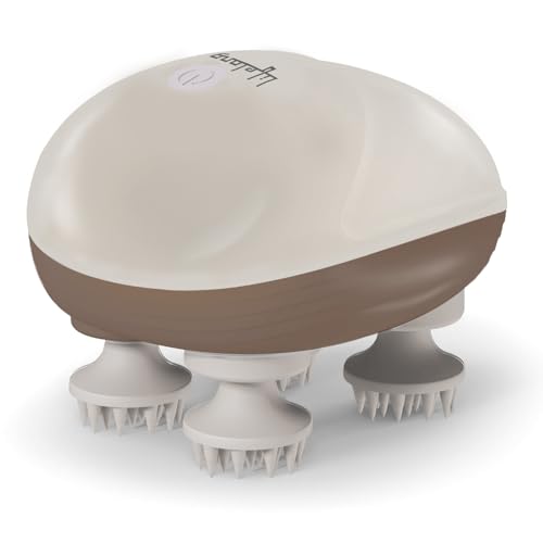 Image of Lifelong Hair Scalp Rechargeable Electric Head Kneading Massager, 4 Speed Modes, Handheld Portable Head Scratcher for Hair Growth, Full Body Pain Relief, Deep Clean and Stress Relax (LLM594,Beige)