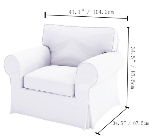 Image of Polyester Flax Ektorp Chair Cover Compatible with IKEA Armchair Slipcover | Extra Thicker Poly Flax Fabric Ektorp Chair Cover Replacement Only