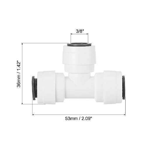 PATIKIL 3/8" Push to Connect Tee Fittings, 5 Pack T Shape Water Line Fitting for RO Water System White - Image 2