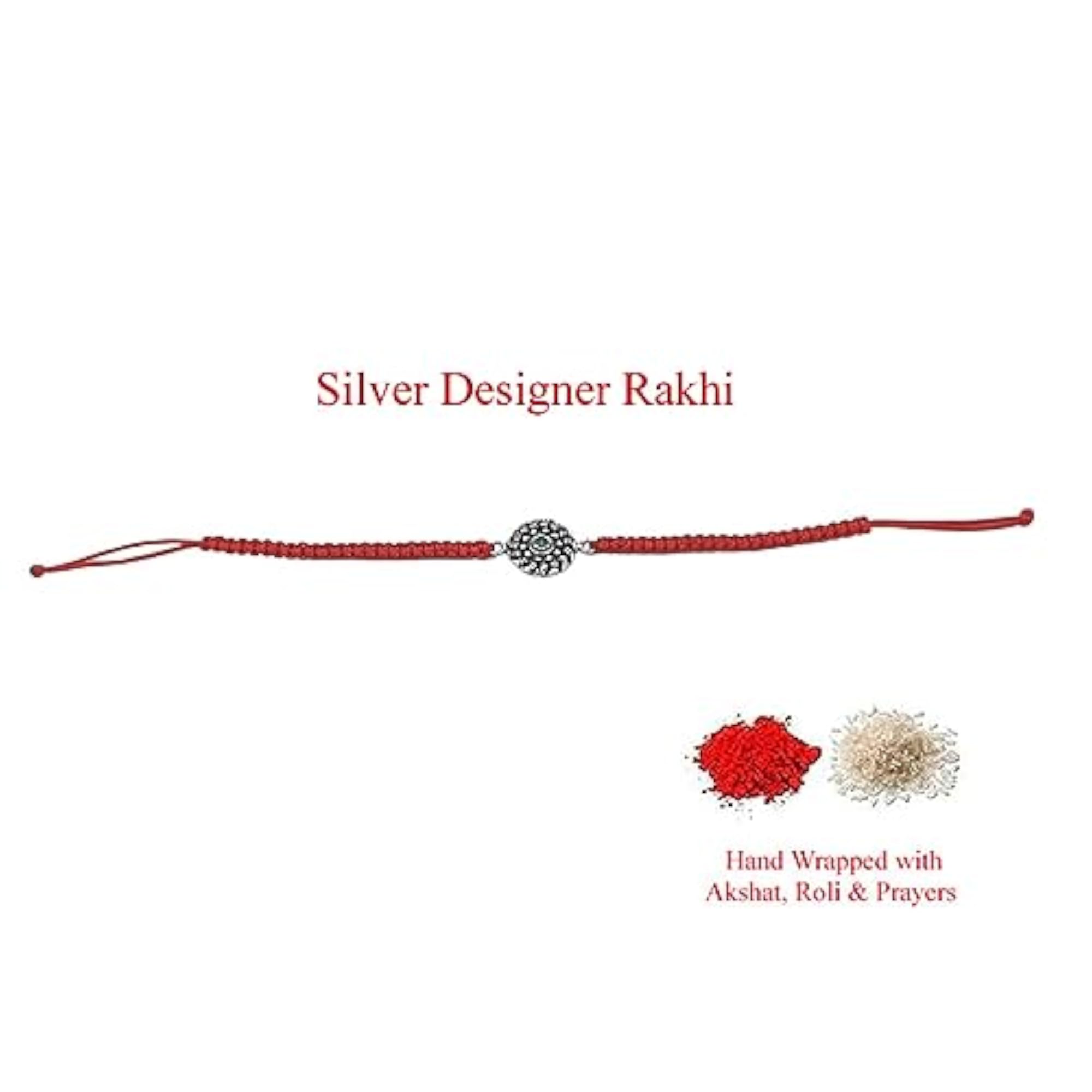 92.5 Sterling Silver Designer Rakhi with Green CZ