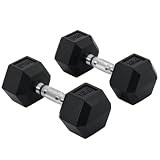 HOMCOM Juego de Mancuernas Hexagonales 2 x 10 kg para Casa Negro y Plata