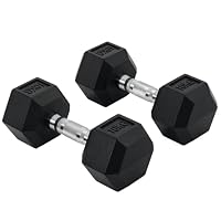 HOMCOM 2x10kg Rubber Hex Dumbbell Set Anti-Rolling Free Weights Dumbbells