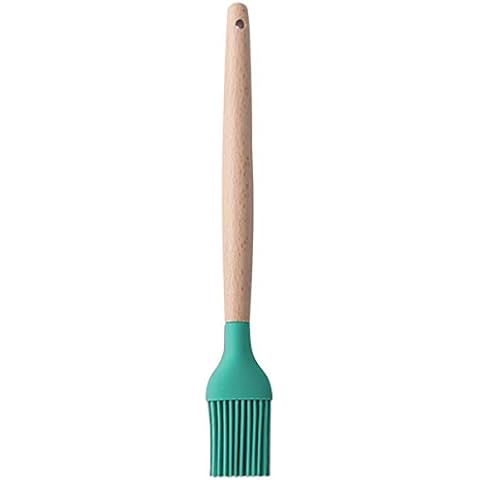 Silicone Pastry Brush,Grill Brush, Basting Pastry Cooking Brush,Basting Brushes,Baking Pastry Brush,Oil Brush,BBQ Brush, 27cm Butter Brush, Macaron Green,Wooden Handle Cover