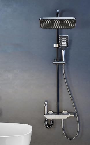 Image of 24x7 eMall Piano Keys Shower Set, Top Shower, Hand Shower, Hot and Cold Mixer, Greyish Black For Bathroom Toilet Bathing.