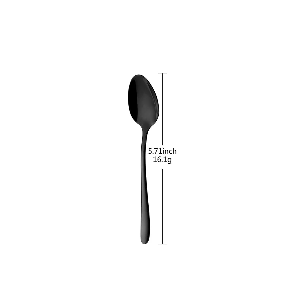 Juego de 7 cucharas de café de acero inoxidable para revolver para tartas, postres, para fiestas en casa, vajilla dorada, color negro
