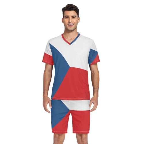 Camisa de pijama para hombre ligera para evitar el calor de manga corta checa 6