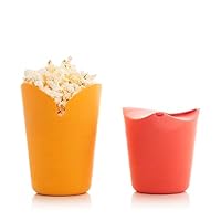 InnovaGoods - Set 2 Contenitori Pop-Corn Silicone Pieghevoli, Cucina Veloce Senza Grassi, Misurino Integrato, Adatti Microonde e Lavastoviglie, Multicolore, Silicone