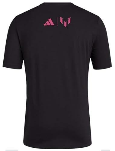 adidas Camiseta de fútbol para hombre con imagen mural de Messi, colorida e impactante para celebrar la llegada de Lionel Messi a Miami, Negro, M