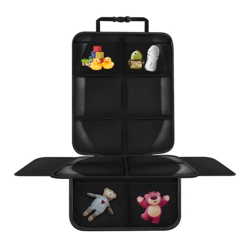 Image of STHIRA Car Seat Cover PU Car Seat Protector Pad with 4 Mesh Pockets, Full Coverage Seat Cushion with Back Support & Side Wings, Anti-Slip Comfort Seat Pad Cover Fashion Car Upholstery