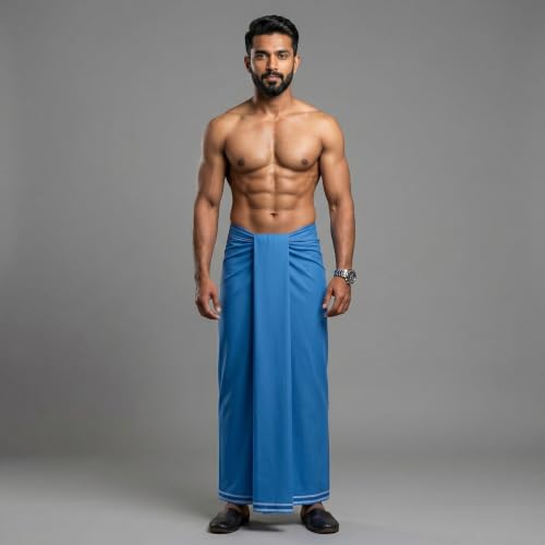 Image of Men's Cotton Lungi | Soft Breathable Wrap Around Lungi | Comfortable Daily & Home Wear for Men