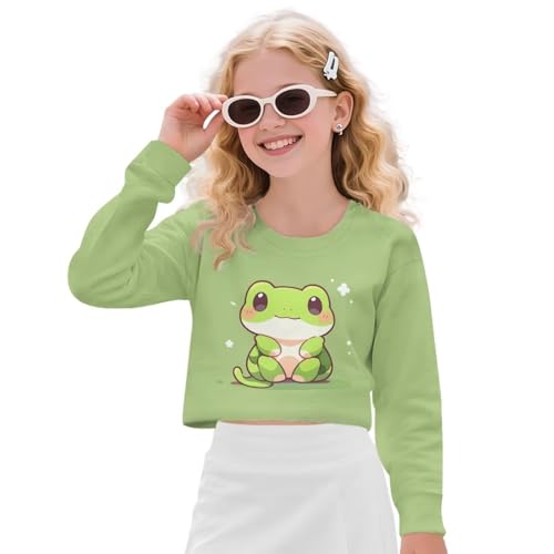 Crop Tops for Girls Novelty Fall Sweatshirts Kids Long Sleeve Tee Shirt School Clothes 5-14Y3