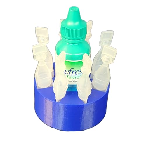 Image of Eye Drops Holder for vials and Bottle - Holds Eight (8) Disposable Vials and One (1) Eye Drop Bottle - Znet3D (Blue)