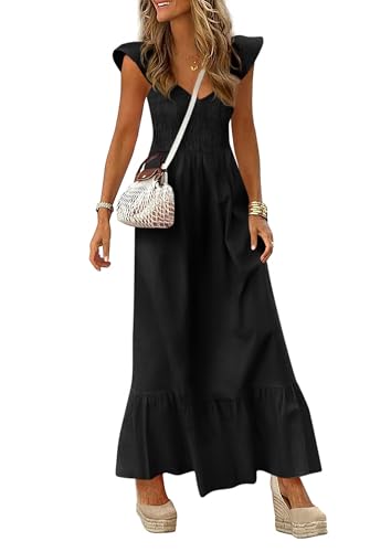 PRETTYGARDEN Women's 2026 Summer Casual Maxi Dresses Cap Sleeve V